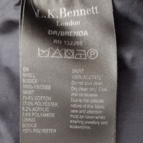 LK Bennett | Navy & Cream "Brenda" Print & Jacquard Tweed Sheath Pencil Dress - Picture 10 of 12